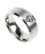 8mm Brushed Stainless Steel Superman Fashion Ring (Silver, 11) - $150.78 MXN
