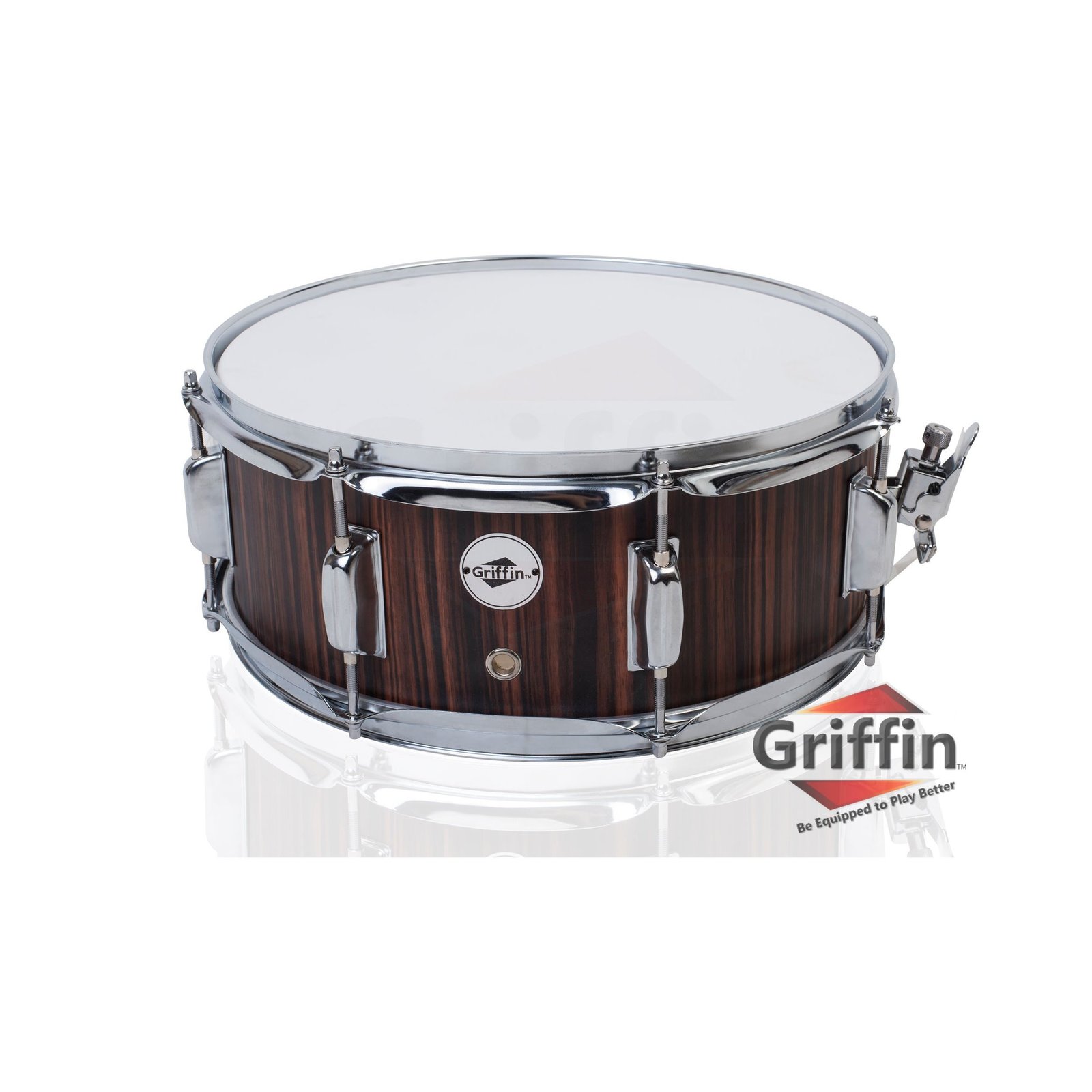 Snare Drum by GRIFFIN - 14" x 5.5"  Black Hickory PVC & Coated Head on Poplar Wo