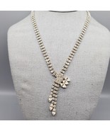 Vintage Rhinestone Statement Necklace Offset Multirow Cup Chain Costume ... - $743.65 MXN