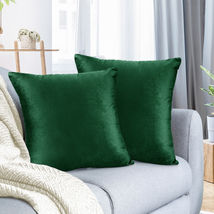 Hunter Green 12&quot;x20&quot; Throw Pillow Covers Set 2 Sofa Velvet Cushion Cases - £20.34 GBP