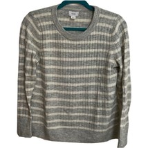 Old Navy Gray White Striped Shimmer Sparkle Split Hem Ribbed Sweater size S - $320.84 MXN
