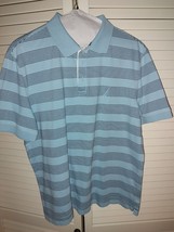 Nautica Mens Collared blue button sleeve shirt size medium striped polo shirt - £6.27 GBP