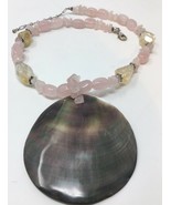 SK Necklace 925 Pearl Abalone Pendant Pink Rose Quartz Citrine 16-18&quot; Si... - £22.71 GBP