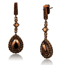 3W1111 - IP Coffee light Brass Earrings with AAA Grade CZ  in Light Coffee - $40.49