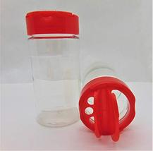 Large 8 OZ Clear Plastic Spice Container Bottle Jar With Red Cap- Set of... - £8.83 GBP