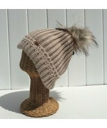 Faux Fur Pom Winter Warm Trendy Knit Beanie Hat &amp; Plush Lining Soft #D F... - £23.49 GBP