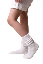 AWS/American Made 3 Pairs Cotton Kids Slouch Socks Knee High (White 12-15 Years  - £9.26 GBP