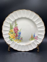 Sovereign Potters of Canada 4x Dinner Plates &quot;Hollyhock&quot; VTG 1930s earth... - £89.07 GBP