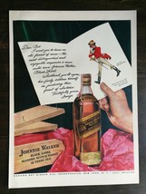 Vintage 1942 Johnny Walker Black Label Scotch Whiskey Full Page Original... - £5.22 GBP