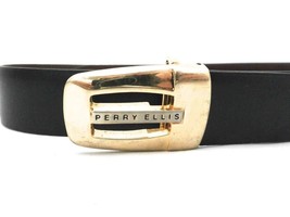 RETRO Perry Ellis Vintage Belt Black Reverses Brown Leather  Sz 34 1980S - $30.29