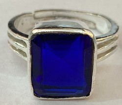 Natural Blue Sapphire Gemstone 925 Sterling Silver Oval Ring For Women - £46.75 GBP