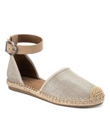 Style &amp; Co. Womens 8 M Tan Shine Canvas Pamina Flat Sandals NIB HA3 - $24.49
