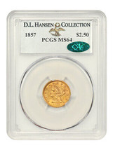 1857 $2 1/2 PCGS/CAC MS64 ex: D.L. Hansen - $4,347.54