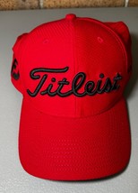 TITLEIST Mens L/XL Red Embroidered Pro V1 Footjoy Logo Flex Fitted Players Hat - £15.92 GBP