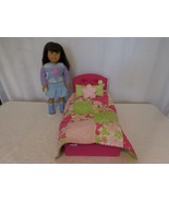 American Girl Retired Blossoms &amp; Blooms Pink Floral Doll Bed &amp; Bedding +... - £56.33 GBP