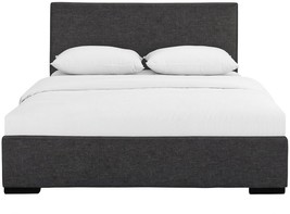 Gray Solid and Manufactured Wood King Upholstered Polyester Blend Bed Frame - $864.48 CAD