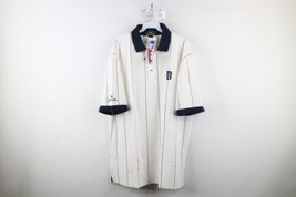 Deadstock Vintage 90s Mens Large Pinstriped Detroit Tigers Baseball Polo Shirt - £46.62 GBP