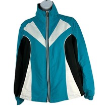 Kim Rogers Womens Teal &amp; White Full-Zip Jacket Medium - $23.13