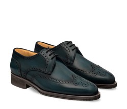 New Darby Handmade Leather Island Blue color Wing Tip Brogue Shoe For Men&#39;s - $159.00