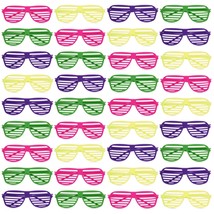 36 Pack Shutter Shades, 80s Retro Style Party Sunglasses for Props, 4 Colors - £25.94 GBP