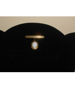 Vintage Crown Trifari Gold Tone &amp; White Glass Cabochon Dangle Pin Brooch... - $11.64