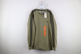 New Adidas Mens Size 2XL XXL Spell Out Striped Crewneck Sweatshirt Green... - £46.66 GBP