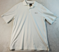 Greg Norman Polo Shirt Men Small White Knit Polyester Short Sleeve Logo Collared - £9.44 GBP