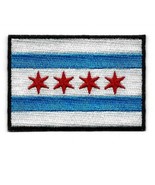 CHICAGO CITY FLAG IRON ON PATCH 3&quot; Illinois Blue Red Embroidered Appliqu... - $91.61 MXN