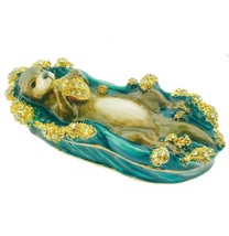 Sea Otter Bejeweled Crystal Enamel Pewter Trinket Box Ocean Gift Boxed - £34.94 GBP