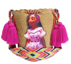 Handmade Wayuu with Beaded Decoration Tote Bag, Woven Mochila, Colombian... - $2,283.39 MXN