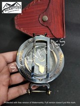 Antique Solid Brass WWII Military Pocket Compass Gift With leather cover - £24.32 GBP
