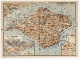 1927 Original Vintage Map Of Isle Of Wight County Newport Ryde Ventnor / England - £17.47 GBP