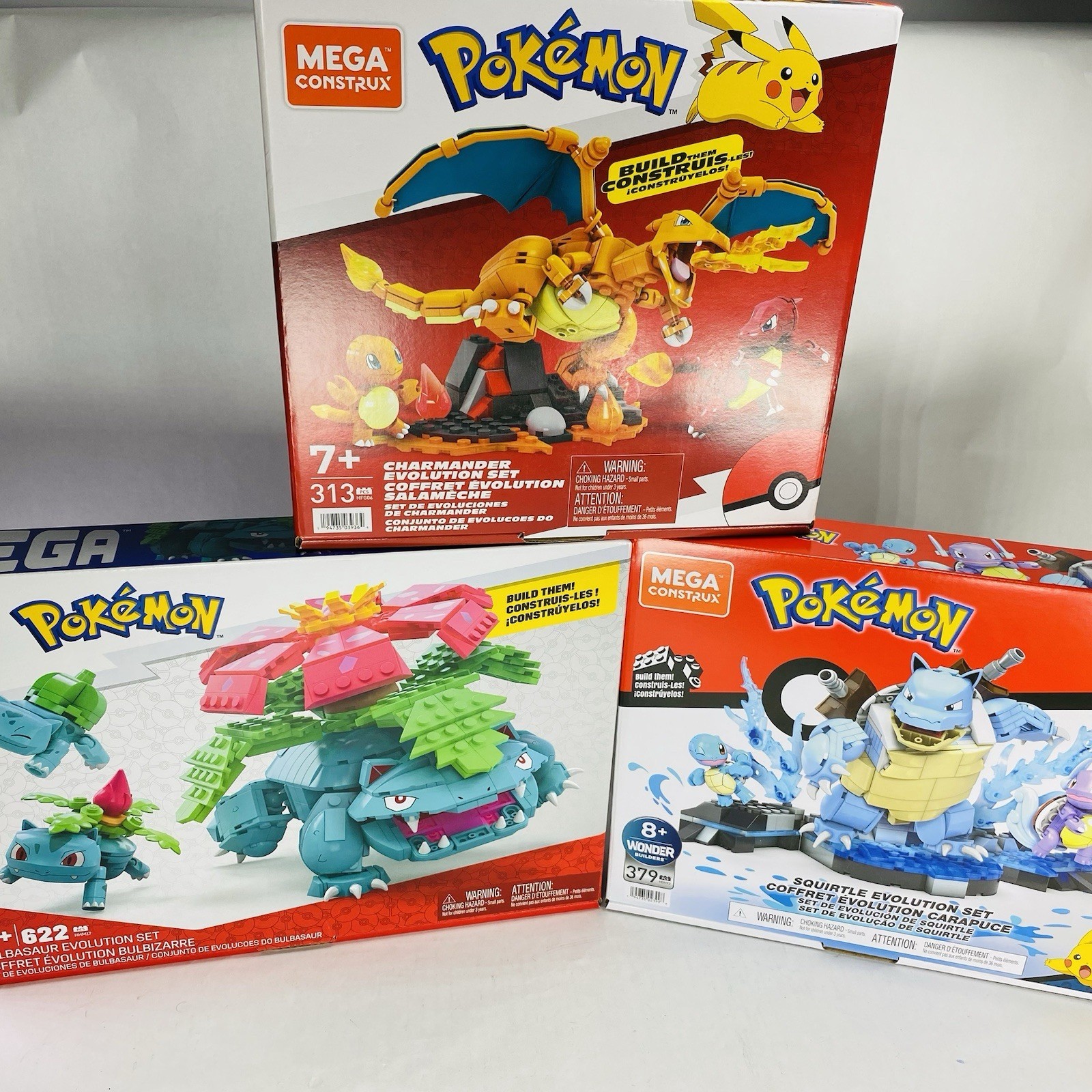 New! Lot of 3 Mega Construx Pokemon Evolution Sets Bulbasaur Squirtle Ch... - $79.99