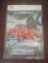 Seasons Greetings Decorative Garden Flag 12.5&quot; X 18&quot; Red Truck - £14.93 GBP