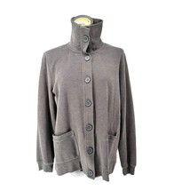 Basic Editions Sweater Jacket Women&#39;s Large Gray Button Up LS Front Pockets - £11.67 GBP