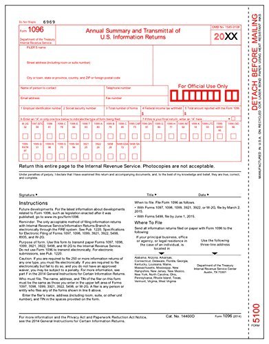EGP IRS Approved 1096 Laser Transmittal/Summary Tax Form (25 Total Forms) - $10.00+