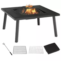 Outsunny 34" Fire Pit with Grill, Metal Outdoor Wood Burning Firepit wit... - $325.00