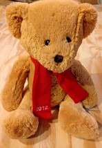 Kohl&#39;s Tan HOLIDAY BEAR Teddy Red 2012 Scarf 14&quot; Soft Plush - £11.39 GBP