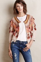 Nwt Anthropologie Guajava Fringed Cardigan Sweater By Moth M - £40.08 GBP