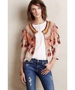 NWT ANTHROPOLOGIE GUAJAVA FRINGED CARDIGAN SWEATER by MOTH M - £39.95 GBP