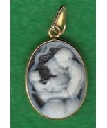  ONYX &amp; MOTHER OF PEARL 14K YELLOW GOLD FAMILY PENDANT - £51.83 GBP