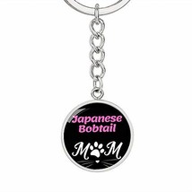 Cat Lover Keychain Gift Japanese Bobtail Cat Mom Keychain Stainless Steel Or 18k - £27.65 GBP