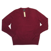 NWT J.Crew Cashmere V-neck Fitted Sweater in Burgundy Pullover XL - £64.81 GBP