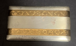 Elgin American Cigarette Metal Case Hinged Art Deco MCM Holographic Patt... - $46.74