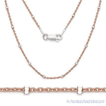 1.9mm Bead &amp; 1.3mm Cable 925 Sterling Silver 14k Rose Gold-Plated Chain Necklace - £20.21 GBP+