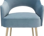 SAFAVIEH Home Collection Dublyn Light Blue Velvet/Gold Accent Chair ACH4... - $481.99