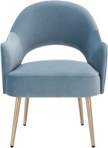 SAFAVIEH Home Collection Dublyn Light Blue Velvet/Gold Accent Chair ACH4... - $481.99