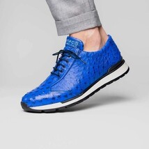 Hand painted genuine ostrich quill Sneaker Shoes Scanno Electric Blue image 7