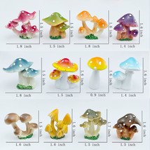 12 Pcs 1.5 to 1.8 Inch Resin Mushroom Cute Mushrooms Fairy Garden Mushrooms Orna - £19.88 GBP