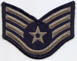 Vintage USAF Air Force E-5 Staff Sergeant Silver On Blue Embroidered Ran... - $5.00